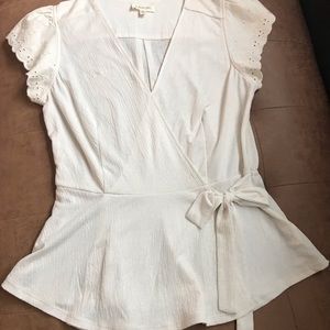 Pretty Cream color Wrap style Top by Meraki Size Large New without Tags